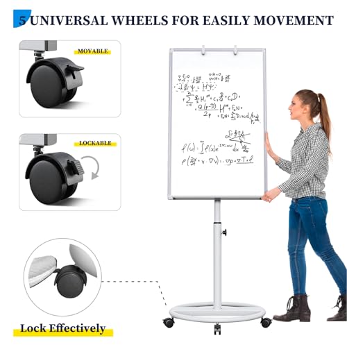 Mobile Whiteboard – 36 x 24 inches Portable Magnetic Dry Erase Board, 3' x 2' Stand Easel White Board Dry Erase Easel Standing Board with Flipchart Hooks - color: White, size: 24"W x 36"H