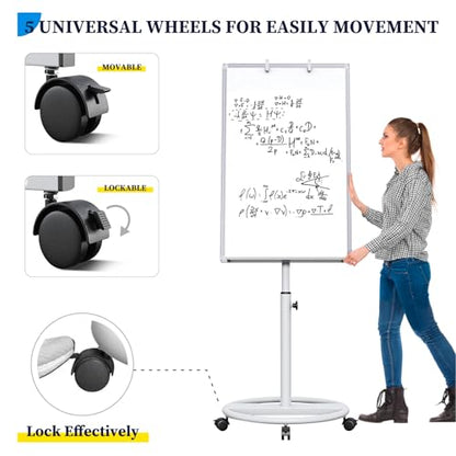 Mobile Whiteboard – 36 x 24 inches Portable Magnetic Dry Erase Board, 3' x 2' Stand Easel White Board Dry Erase Easel Standing Board with Flipchart Hooks - color: White, size: 24"W x 36"H