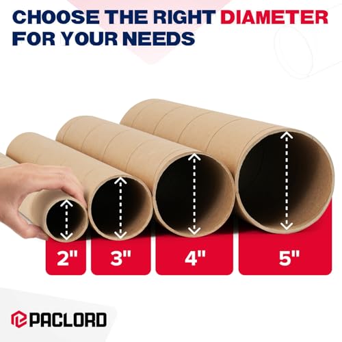 4" x 48" Heavy-Duty Reinforced Cardboard Mailing Tube, Pack of 6 Tubes with 12 Caps – Secure USPS Approved – Great for Shipping and Storing of Prints, Artwork, Posters or Documents - size: 4" x 48", style: 2X Heavy-Duty