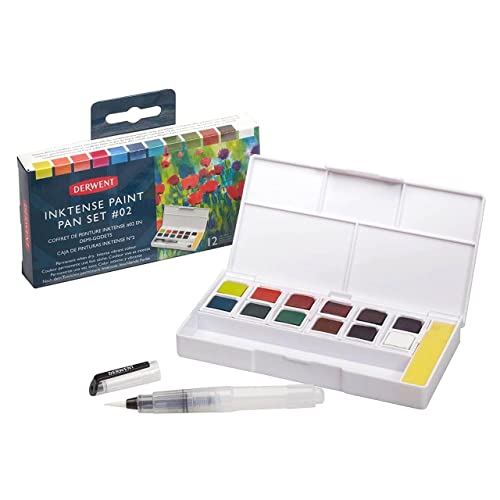 Derwent Inktense Paint 12 Pan Palette #2 (New) - size: 1 Count (Pack of 1), style: 12 Half Pans #02