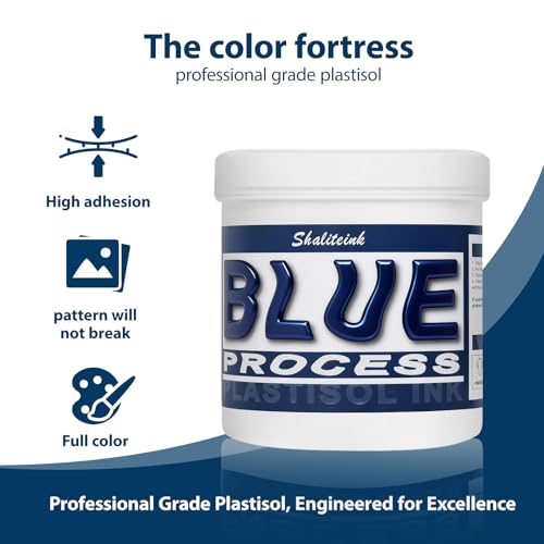 Shaliteink® Screen Printing Plastisol Ink Process Blue - Highly Opaque Screen Printing Ink for Cotton, Polyester and Other Fabrics (16oz.) - color: Process Blue, size: 16 fl oz