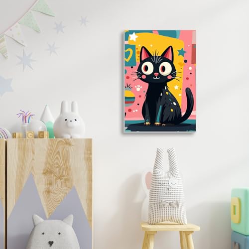 WEMEON Cat Paint by Numbers Kit for Kids with Frame and Easel, Easy Paint by Numbers Kits for Kids Ages 8-12, Small Painting by Number for Birthday Gift, Painting Party(8X12inch) - color: DAYH-0071-US(8X12inch)