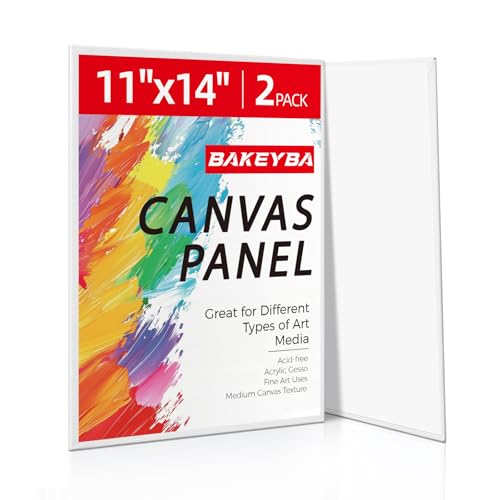Canvas Boards for Painting, 2 Pack 11x14 Cotton Primed Acid Free Blank Paint Canvas Panels for Oil, Watercolor, Acrylic, Gouache and Tempera - size: 11"x14"- 2pcs