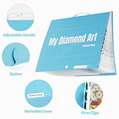 ARTDOT A1 Storage Book for Diamond Painting Kits, Diamond Art Portfolio Folder for Diamond Painting Accessories with 13 Pockets, 26 Views Protectors (34x25.4inches) - size: A1:34x25.4 inches