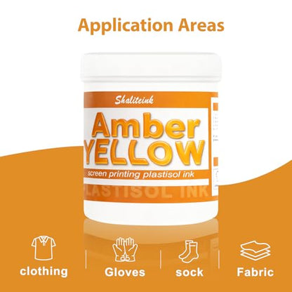 Shaliteink® Screen Printing Plastisol Ink Amber Yellow - Highly Opaque Screen Printing Ink for Cotton, Polyester and Other Fabrics (32oz.) - color: Amber Yellow, size: 32 fl oz