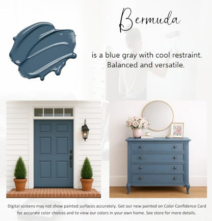 ALL-IN-ONE Paint by Heirloom Traditions, Bermuda (Blue Gray), 8oz Sample - Durable cabinet and furniture paint. Built in primer and top coat, no sanding needed. Includes our 30 featured color card. - color: Bermuda, size: 8 Fl Oz (Pack of 1)
