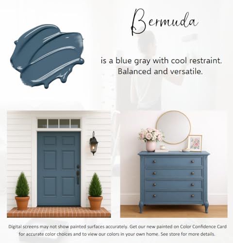 ALL-IN-ONE Paint by Heirloom Traditions, Bermuda (Blue Gray), Gallon - Durable cabinet and furniture paint. Built in primer and top coat, no sanding needed. Includes our 30 featured color card. - color: Bermuda, size: 128 Fl Oz (Pack of 1)