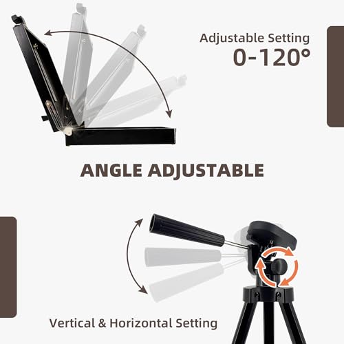 Black French Style Easel Sketch Box with Aluminum Tripod | Lightweight Black Aluminum Tripod, Adjustable Portable Plein Air Easel for Outdoor Painting, Sketching & Painting - color: Black