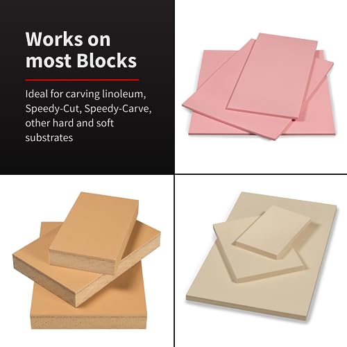 Speedball Rubber Carving Block Stamp Making Kit with Lino Cutter Tools for Linoleum Printmaking, Printing