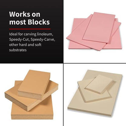 Speedball Rubber Carving Block Stamp Making Kit with Lino Cutter Tools for Linoleum Printmaking, Printing