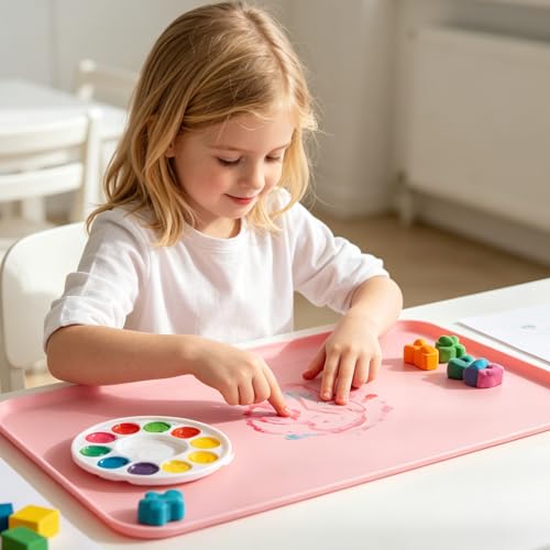Silicone Art Mat for Crafts, 24"x16" Silicone Painting Mat to Keep Clean Protects Surfaces Perfectly for Crafts, Legos, Resin & Jewelry-Making, DIY Crafts Mat - color: Pink