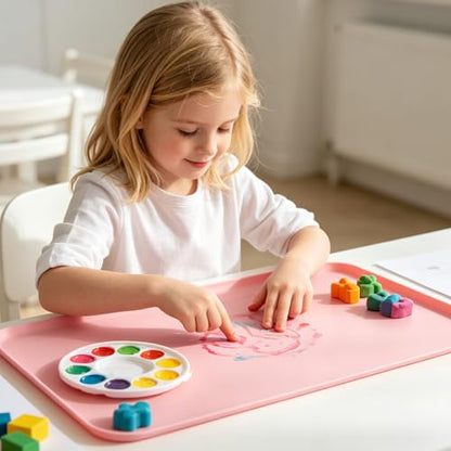 Silicone Art Mat for Crafts, 24"x16" Silicone Painting Mat to Keep Clean Protects Surfaces Perfectly for Crafts, Legos, Resin & Jewelry-Making, DIY Crafts Mat - color: Pink