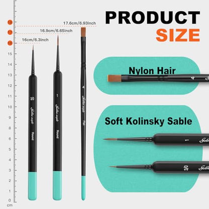 Kolinsky Sable Miniature Paint Brushes-Golden Maple 3pcs Detail Paint Brushes Drybrush for Acrylic Watercolor, Small Fine Detail Paint Brush Set Use for Mini Paints,Paint by Number, Miniature Painting - color: Black+green