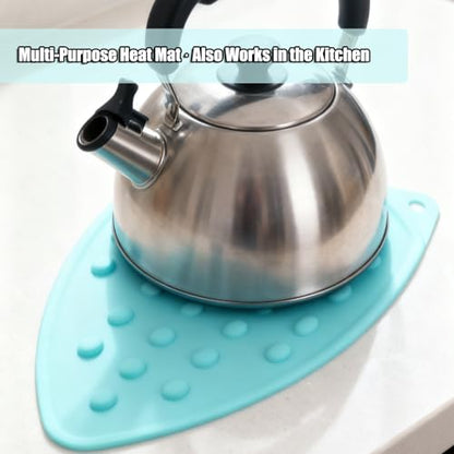 LeLehome Silicone Anti-Slip Iron Rest Pad for Ironing Board Hot Heat Resistant Steam Compact Mat, Home Kitchen Mat Blue Green, Teal - color: Teal