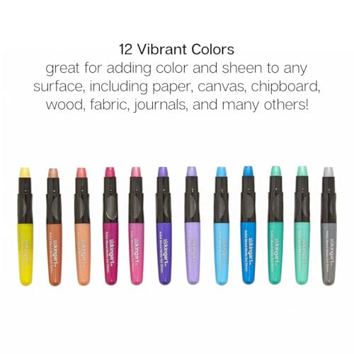 KINGART Mixed Media Gel Stick Crayons, Metallic, Set of 12-Colors | Shimmer Effects: Brush on water for watercolor effects; odorless and non-toxic