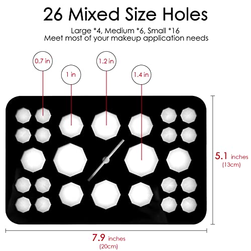 Makeup Brushes Drying Rack with Silicone Mat, 26 Holes Acrylic Brush Holder Stand Tree Tray, Adjustable Makeup Brush Holder - color: Black