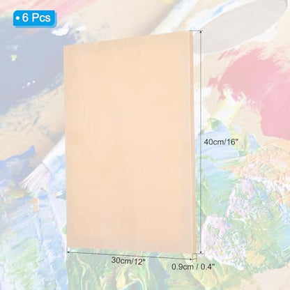 PATIKIL 16 x 12 Inch Wood Panel Board, 6 Pack Unfinished Wooden Canvas Boards Square Blank Deep Cradle Board for Painting Pouring DIY Art Use with Oils Acrylics - size: 16 x 12 Inch