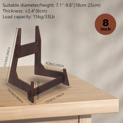 8 Inch Wooden Plate Holder Display Stands - Frame Holder for Book, Picture, Plaque, Decorative Plate, Photo and Platter, Tabletop Art (2 Pack)