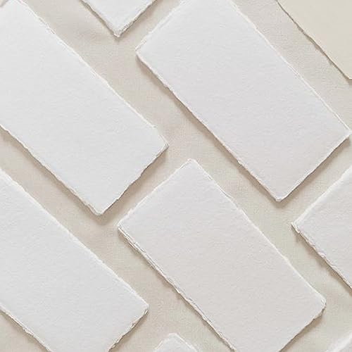 Handmade Cotton Deckle Edge Paper – Ideal for Wedding Invitations, Menu Cards, Calligraphy, Watercolor, Postcards, Crafts, and Announcements - Thick 150 GSM, Pack of 100 Sheets (9" x 4" Off-White) - size: 9" x 4" Off-White