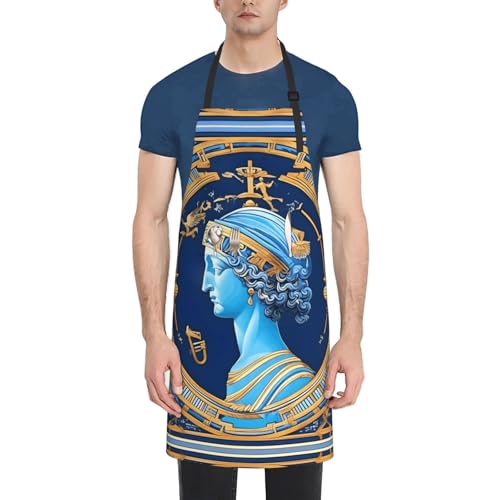 Round watercolor painting Heavy Duty Waterproof Apron with Pockets for AdultsResistant Grilling, Gardening, Painting - color: Love Goddess