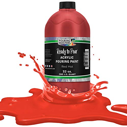 POURING MASTERS Hot Tamale Red Acrylic Ready to Pour Pouring Paint - Premium 32-Ounce Pre-Mixed Water-Based - for Canvas, Wood, Paper, Crafts, Tile, Rocks and More - color: Hot Tamale Red, size: 32 Fl Oz (Pack of 1)