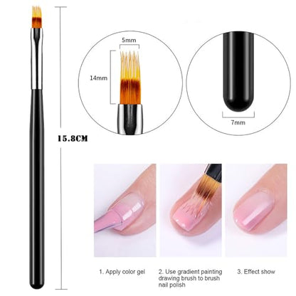 6Pcs Ombre Nail Brush Nail Art Brushes Nail Ombre Brush Nail Gradient Painting Pen Ombre Brush for Gel Nails Acrylic Manicure Brush Nail Art Tools - color: Mix Ombre Brush