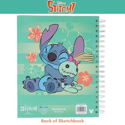 Disney Stitch Sketchbook for Kids with Washable Markers, 86 Blank Pages Spiral Bound, Turquoise - color: Stitch- Turquoise