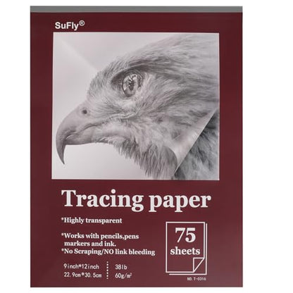 Tracing Paper for Drawing, 9 X 12'' Tracing Paper Pad, 75 Sheets Transparent Vellum Paper for Tracing Pads, 38lb/60gsm Translucent Trace Pad for Pencil Sketching, Image Tracing. - size: 9-x-12-inch:1 Pack