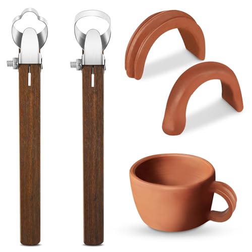 Therwen 2 Pcs Mug Handle Carving Tool, Pottery Handle Making Tool, Clay Extruder Trimming for Ceramic Tea Cup Mug Utensil Vase Clay Cutters Sculpture Craft(Novelty Style) - color: Novelty Style