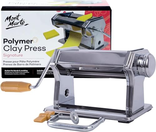 Mont Marte Polymer Clay Press Signature with Adjustable Rollers (9 Settings) Durable Steel, Ideal for Conditioning Polymer Clay