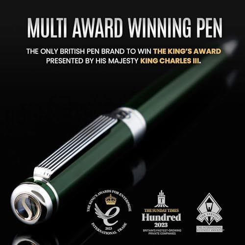 Scriveiner Green Ballpoint Pen - Stunning British Racing Green Luxury Pen, Chrome Finish, Schmidt Black Refill, Best Ball Pen Gift Set for Men & Women, Professional Executive Office, Nice Designer Pen - color: 4. British Racing Green with Chrome