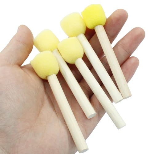 100 Pcs Round Sponge Brush Paint Set 20mm Foam Sponge Wood Handle Paint Brush Set for Painting Crafts, DIY Painting Tools(0.8 Inch) - style: 100 * 0.8Inch