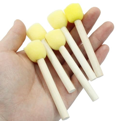 100 Pcs Round Sponge Brush Paint Set 20mm Foam Sponge Wood Handle Paint Brush Set for Painting Crafts, DIY Painting Tools(0.8 Inch) - style: 100 * 0.8Inch