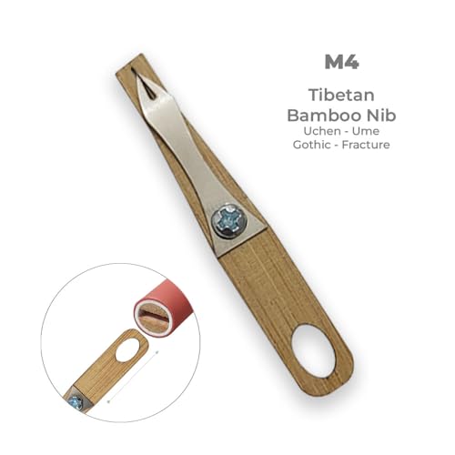 Tibetan Bamboo Calligraphy Nib Set – 8 Interchangeable Bamboo Nibs with Pen Holder – Uchen, Ume, Gothic, Fracture Writing