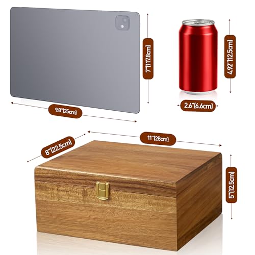 ELFWARRIOR Wooden Keepsake Box with Hinged Lid, Stamps Wood Storage Box,Large Memory Storage Box for Keepsakes,Crafts,Photo,Postcards, Jewelry-Natural (Only Box)