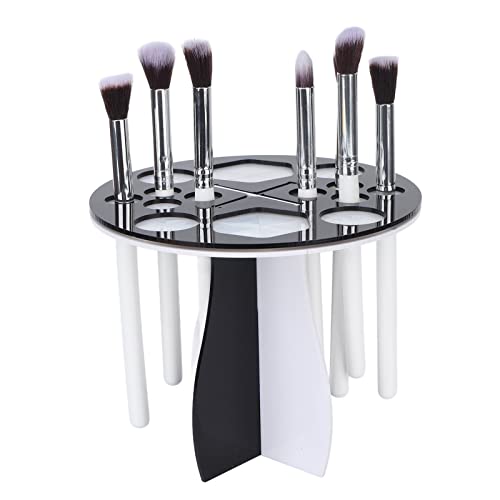 Makeup Brush Drying Rack 14 Holes Detachable Round Paint Brush Holder Display Stand Black White