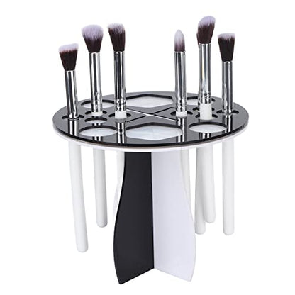 Makeup Brush Drying Rack 14 Holes Detachable Round Paint Brush Holder Display Stand Black White