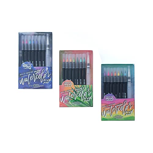 Art 101 Creative Tools Brush Pens, Assorted, 8 Pens/Pack, 3 Packs/Carton (73024)