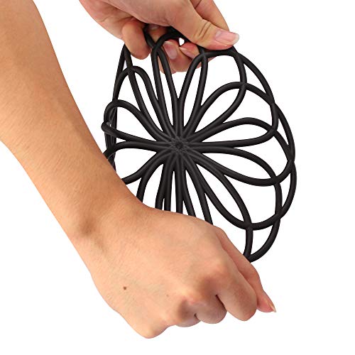 ME.FAN Silicone Trivet Mat - Kitchen Hot Pads for Pots & Dish - Insulated Teapot Trivet - Flexible, Durable, Non-Slip Large Coasters 3 Set Black - color: 3set-black
