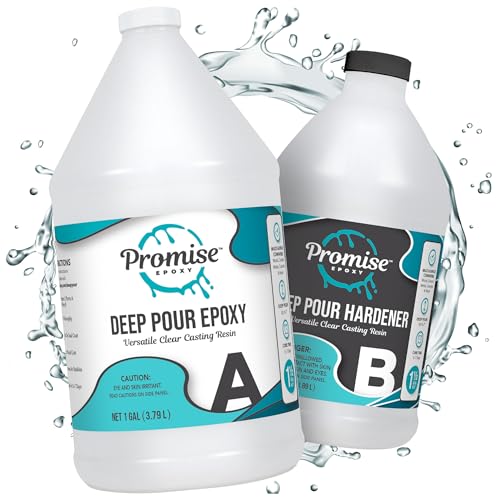 Promise Epoxy Deep Pour Epoxy Resin Kit 1.5 Gallon - Food Safe, Clear Casting, Ideal for River Tables, Castings & DIY Projects - Low Odor, High-Gloss Finish, Up to 4" Pouring Depth - size: 1.5 Gallon