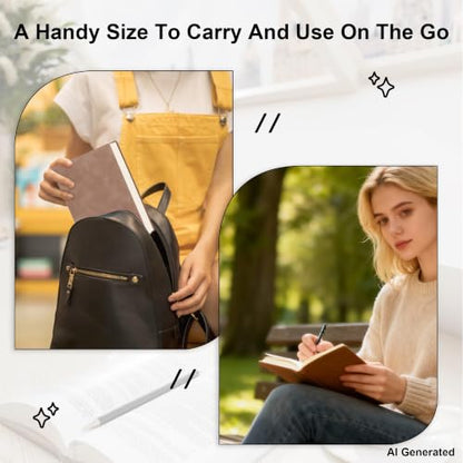 Thick Blank Journal Notebook 400 Pages 3.9 × 5.5 No Lines Soft Leather Pocket Blank Notebook for Women Drawing Book Memo Writing Sketch Diary Notebook Upgrade Page (Marigold) - color: Marigold