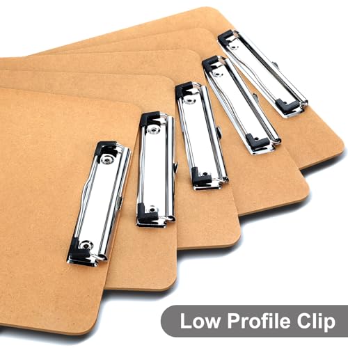 Wood Clipboards Set of 2, Letter Size Hardboard Clip Board 8.5x11 | A4 Standard Size 9" x 12.5" for Classroom, Students, Office & School Supply