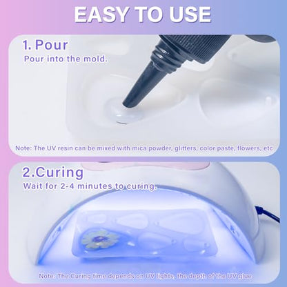 UV Resin 400 Grams Crystal Clear Hard Type Fast Curing No Yellowing Low Odor for Art Craft Coating Jewelry Making