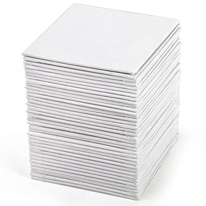 Tosnail 36 Packs 4" x 4" Artist Painting Canvas Panels, White Blank Stretched Canvas, Canvas Board, Small Paint Canvases for Oil or Acrylic Painting Party