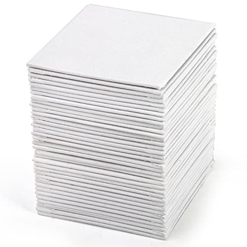 Tosnail 36 Packs 4" x 4" Artist Painting Canvas Panels, White Blank Stretched Canvas, Canvas Board, Small Paint Canvases for Oil or Acrylic Painting Party