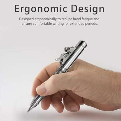 Heavy-Duty EDC Ballpoint Pen - Stainless Steel, Refillable, Push Cap Mechanism, Ergonomic Design for Office/Everyday Use (1-Pack) - style: Short Pen