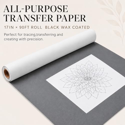 Fuyoooo 1 Roll 17 in x 90 ft Extra Large Graphite Transfer Paper Wax-Free Carbon Paper for Tracing Drawing and Sketching Transfer on Canvas Wood Ceramic Metal and Crafts (Gray) - color: Gray, size: 17 in X 90 ft, style: Wax-free
