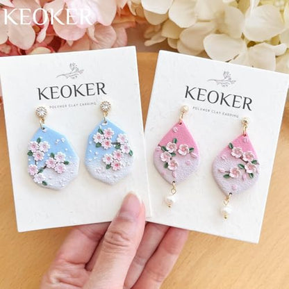 Keoker Cherry Blossoms Polymer Clay Molds, 2 Shapes 4 Sizes 3D Sakura Polymer Clay Flower Earring Molds, Polymer Clay Flower Molds, Spring Polymer Clay Cutters