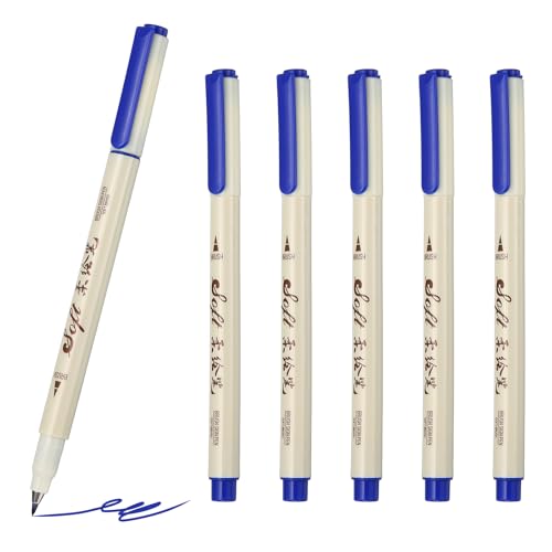 PATIKIL Fineliner Colored Pens, 6 Pcs Dark Blue Felt Brush Tip Fineliner Marker Waterproof Ink Watercolor Coloring Book Art Supplies Set for Artist Journaling Scrapbooking - color: Dark Blue