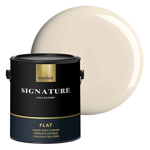 EVOLVE Signature Collection Luxury Interior Paint & Primer, Flat Sheen (Canvas White), 1 Gallon – Premium One-Coat Coverage, Low VOC, Low Odor, Washable Finish for Walls, Ceilings & Trim - color: Canvas White, size: 128 Fl Oz (Pack of 1)